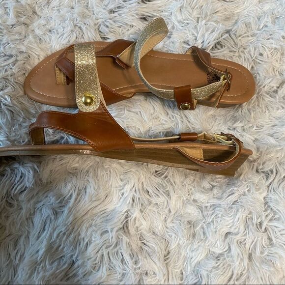 Beverly Hills Polo Club, Gold and brown sandals - Picture 3 of 7